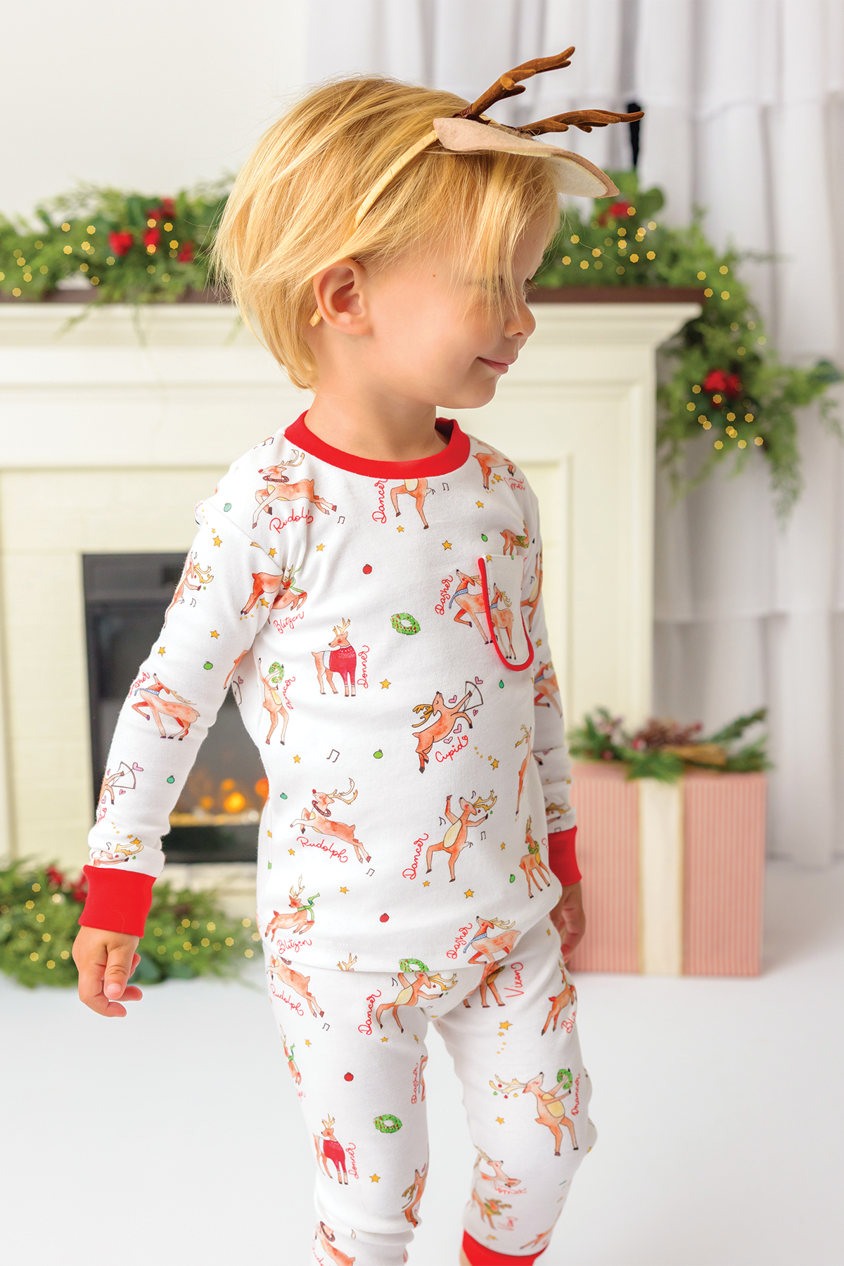 Oh Deer, Christmas is Here! Organic Cotton Pajama Set-Rogue Magnolia Custom Designs