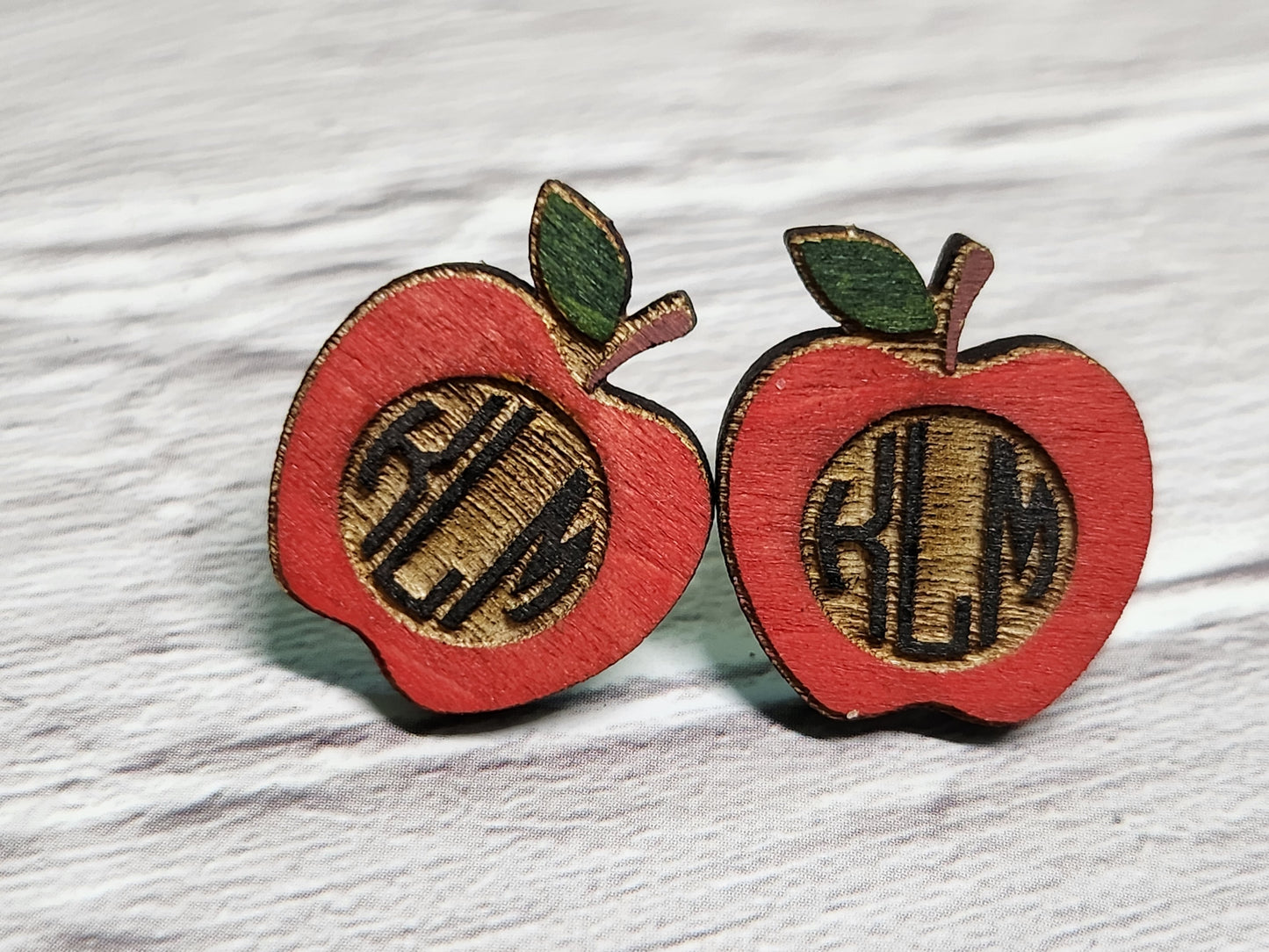 Apple Monogram Stud Earrings – Personalized Teacher Gift-Rogue Magnolia Custom Designs