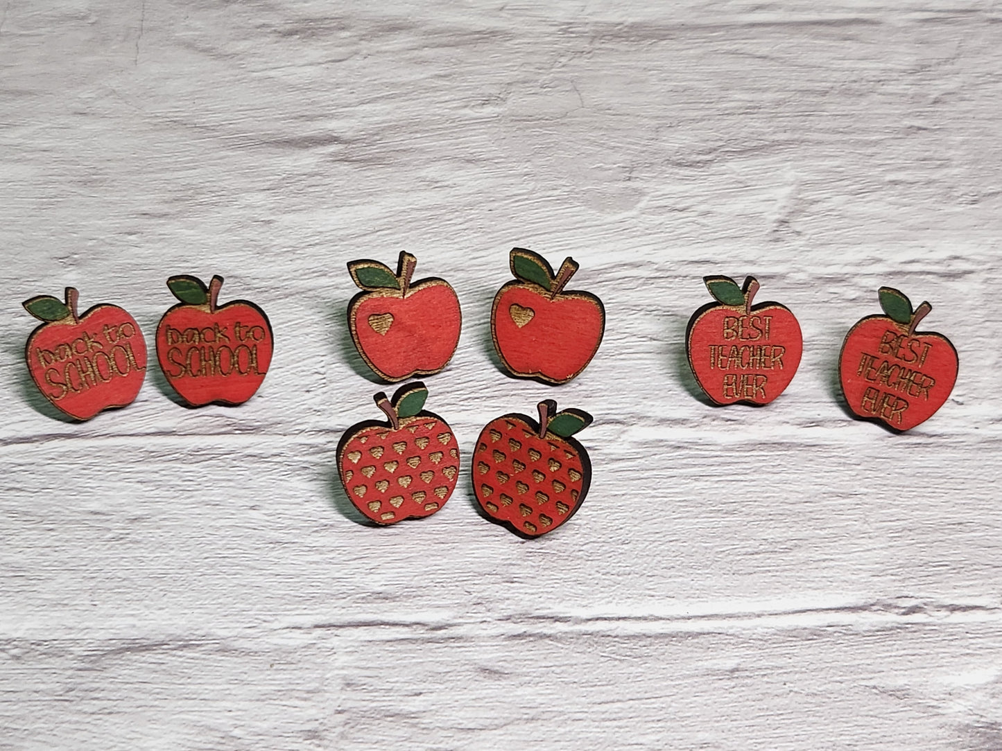 Teacher Apple Stud Earrings – Laser-cut Teacher Gift-Rogue Magnolia Custom Designs