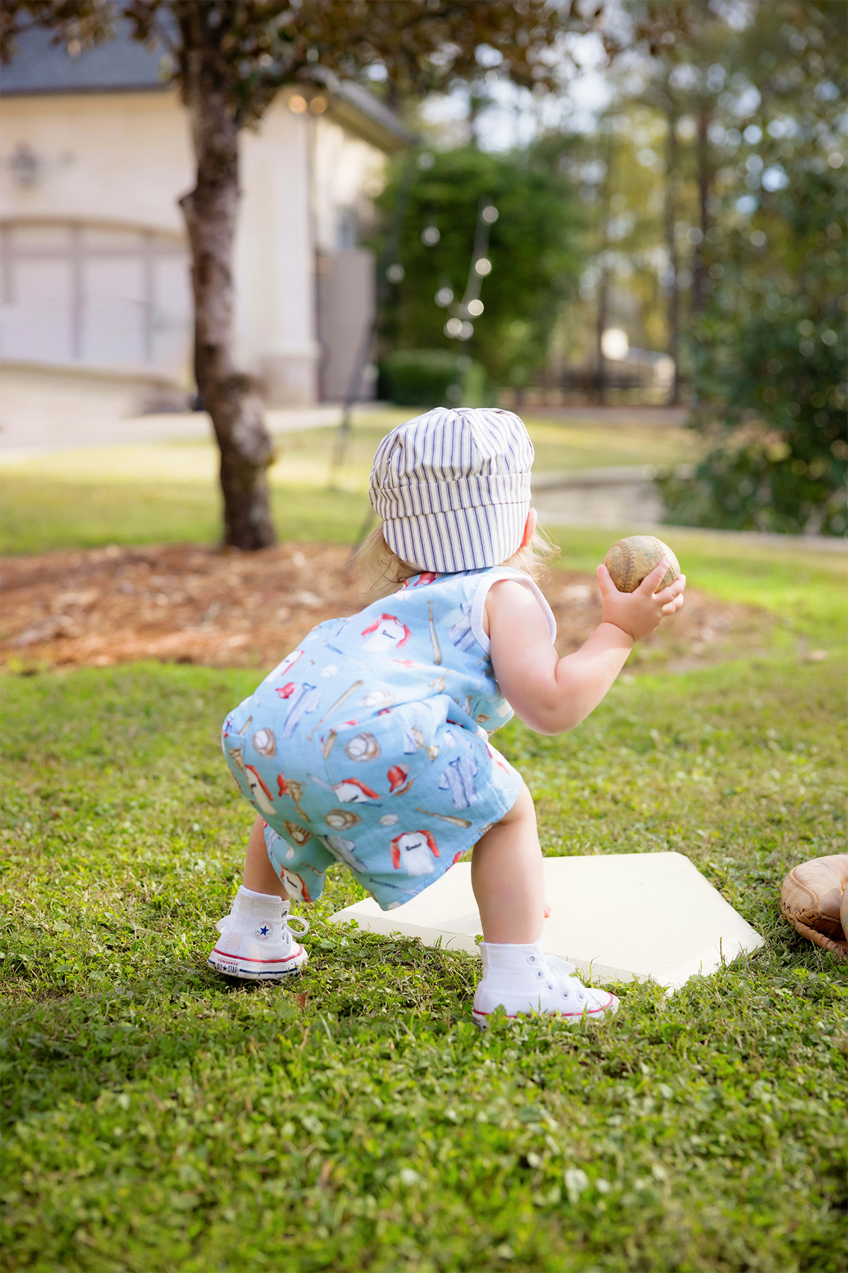 Let's Play Ball Organic Muslin Shortall-Rogue Magnolia Custom Designs