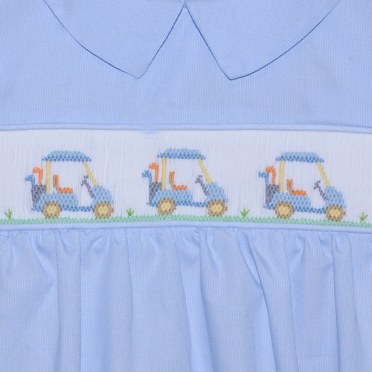 Golf Cart Smocked Bubble – Blue