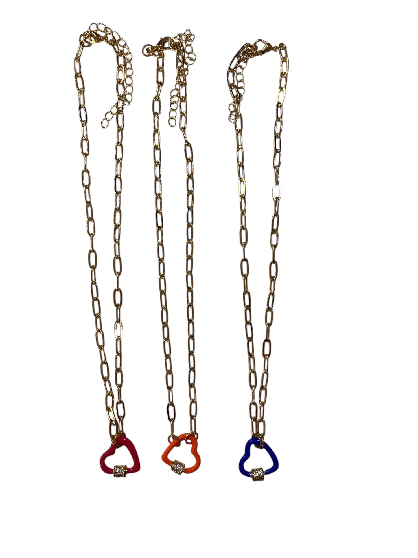 Kids 14" Gold Lobster Claw, Heart Necklace