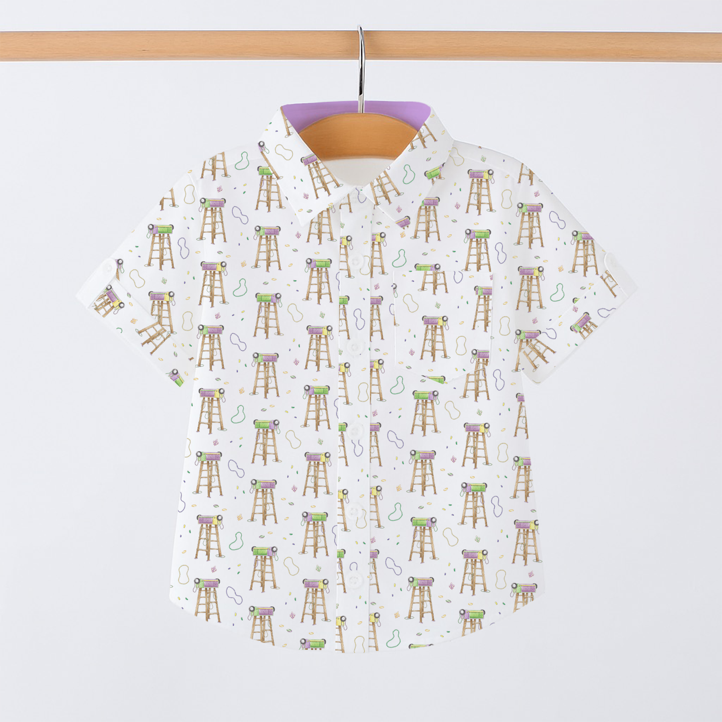 Throw Me Something Mister Mardi Gras Short Sleeve Collared Shirt-Rogue Magnolia Custom Designs