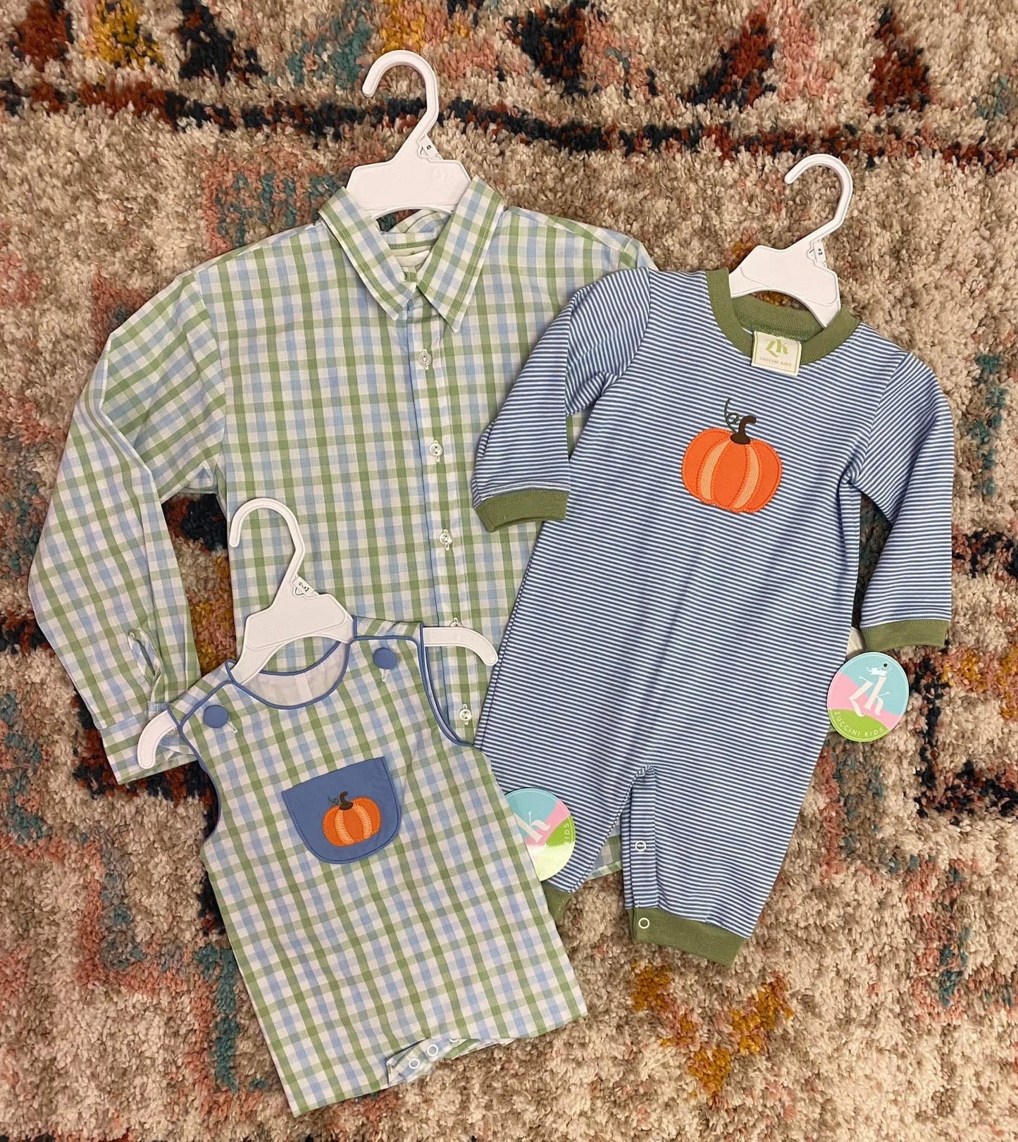 Bluegrass Check Pumpkin Jon Jon – Classic Fall Outfit for Boys