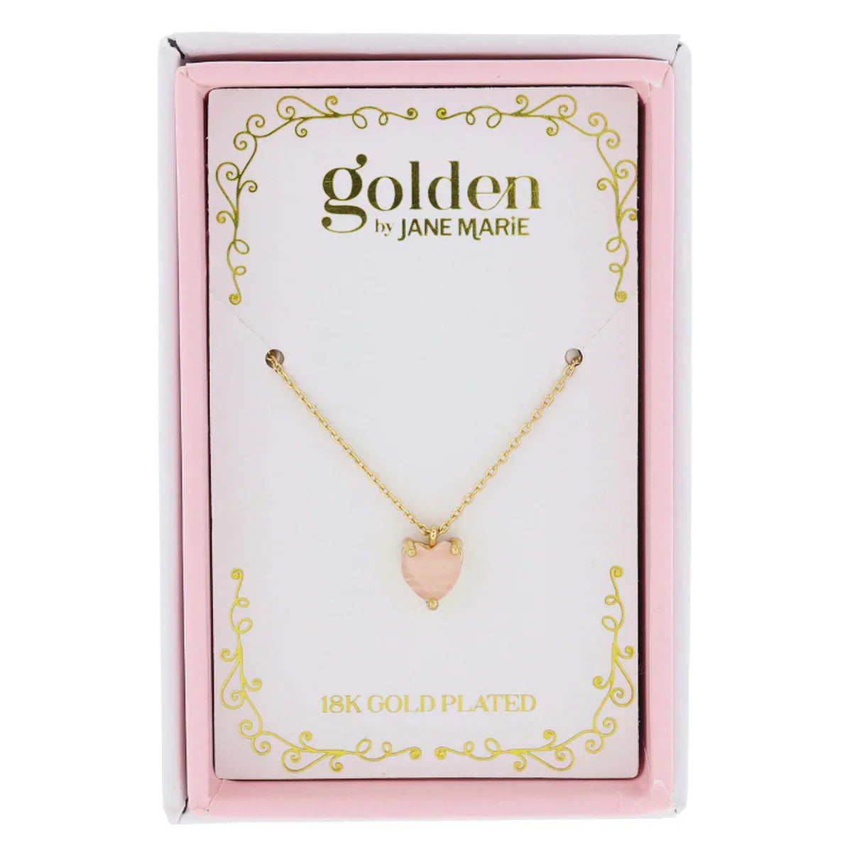 Kids 14" 18K Yellow Gold Plated Mini Pink Heart Necklace, 3" Ext