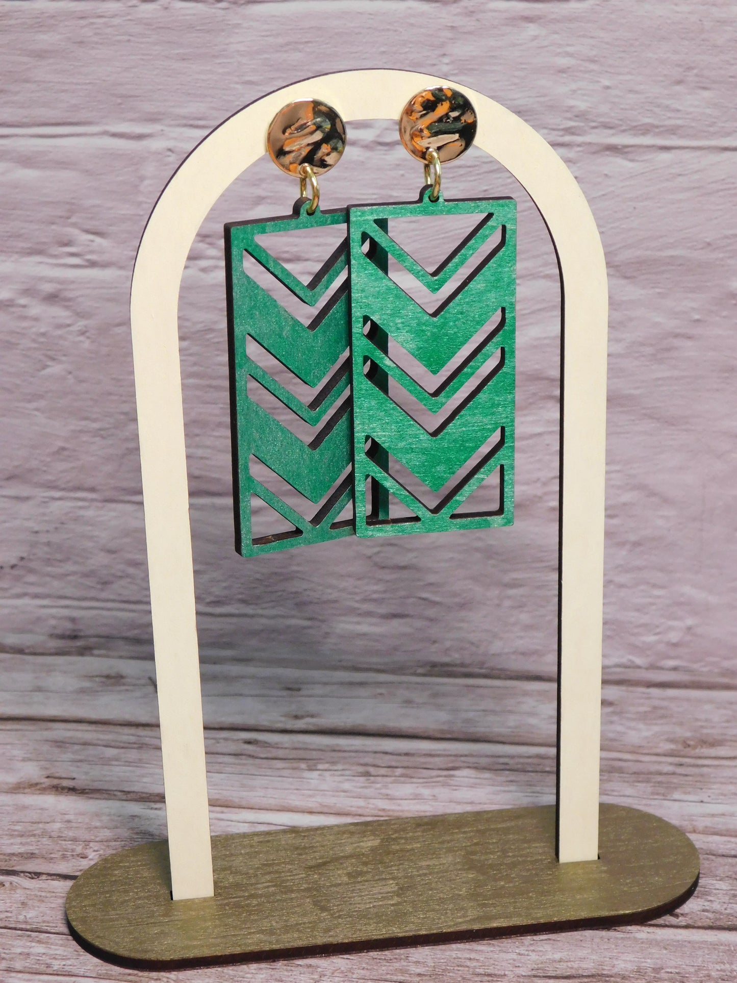 Rectangle Chevron Earrings-Rogue Magnolia Custom Designs