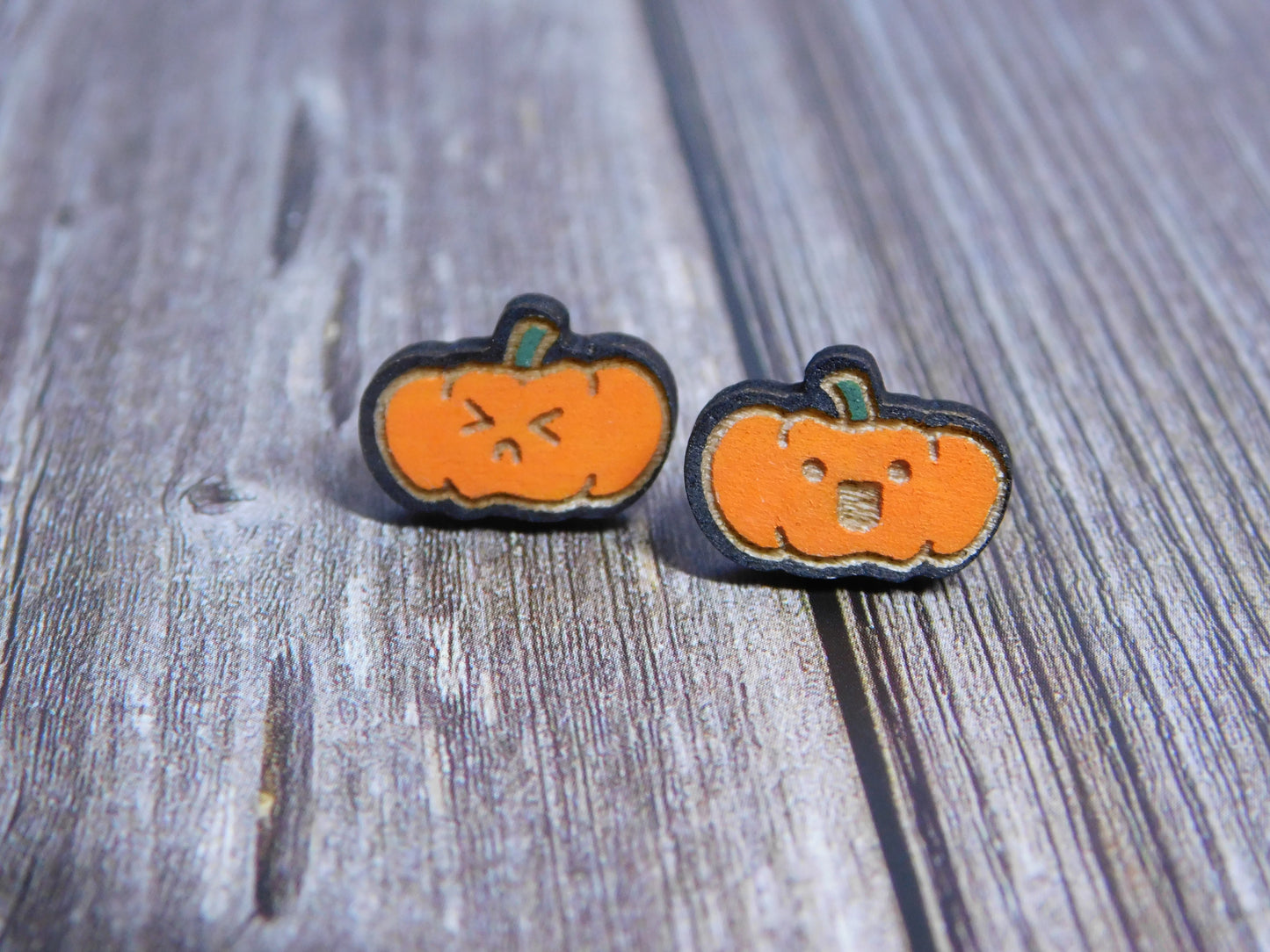 Jack o' Lantern Pumpkin Stud Earrings-Rogue Magnolia Custom Designs