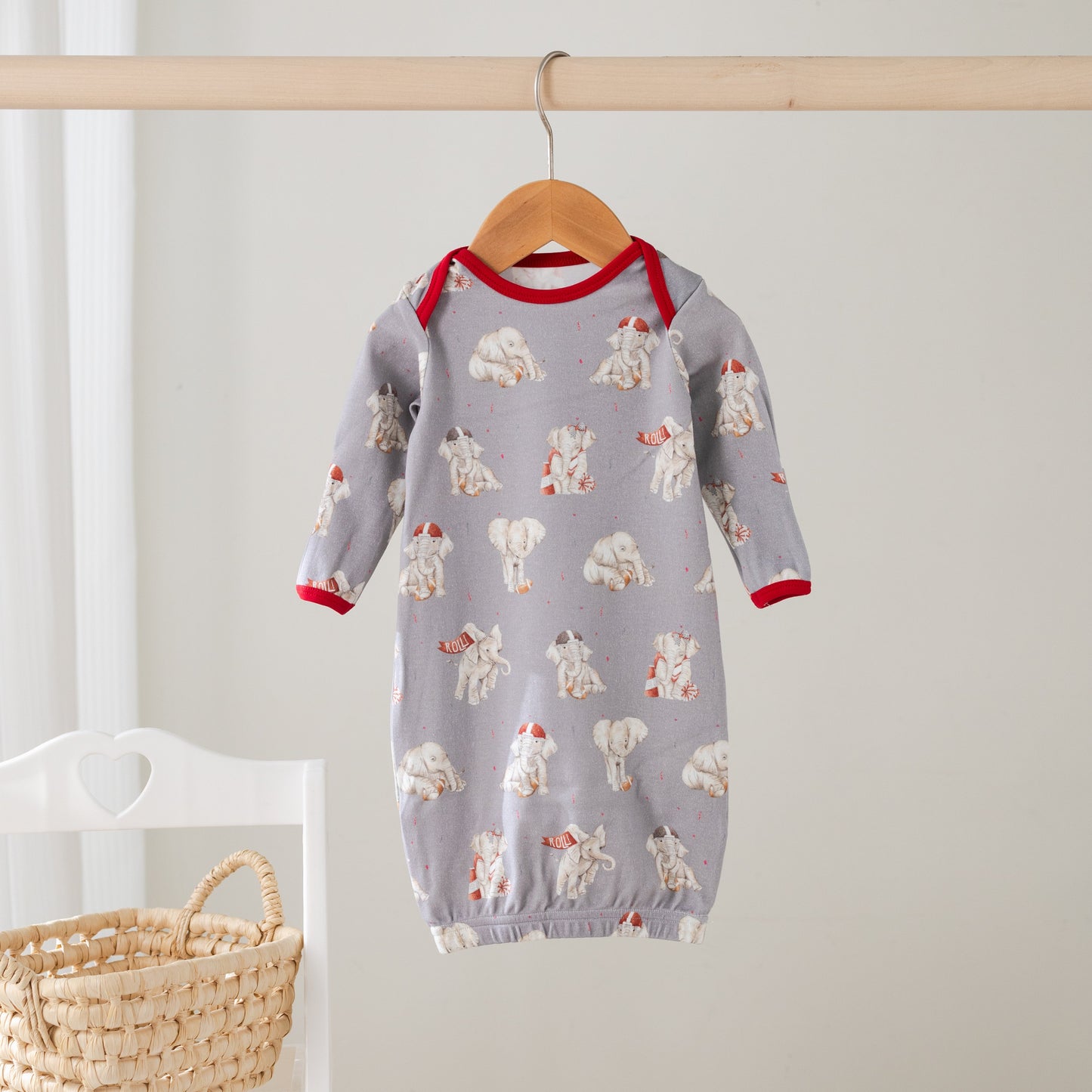 MVC: Alabama (Elephants) Organic Cotton Kids Pajamas (Gray)-Rogue Magnolia Custom Designs