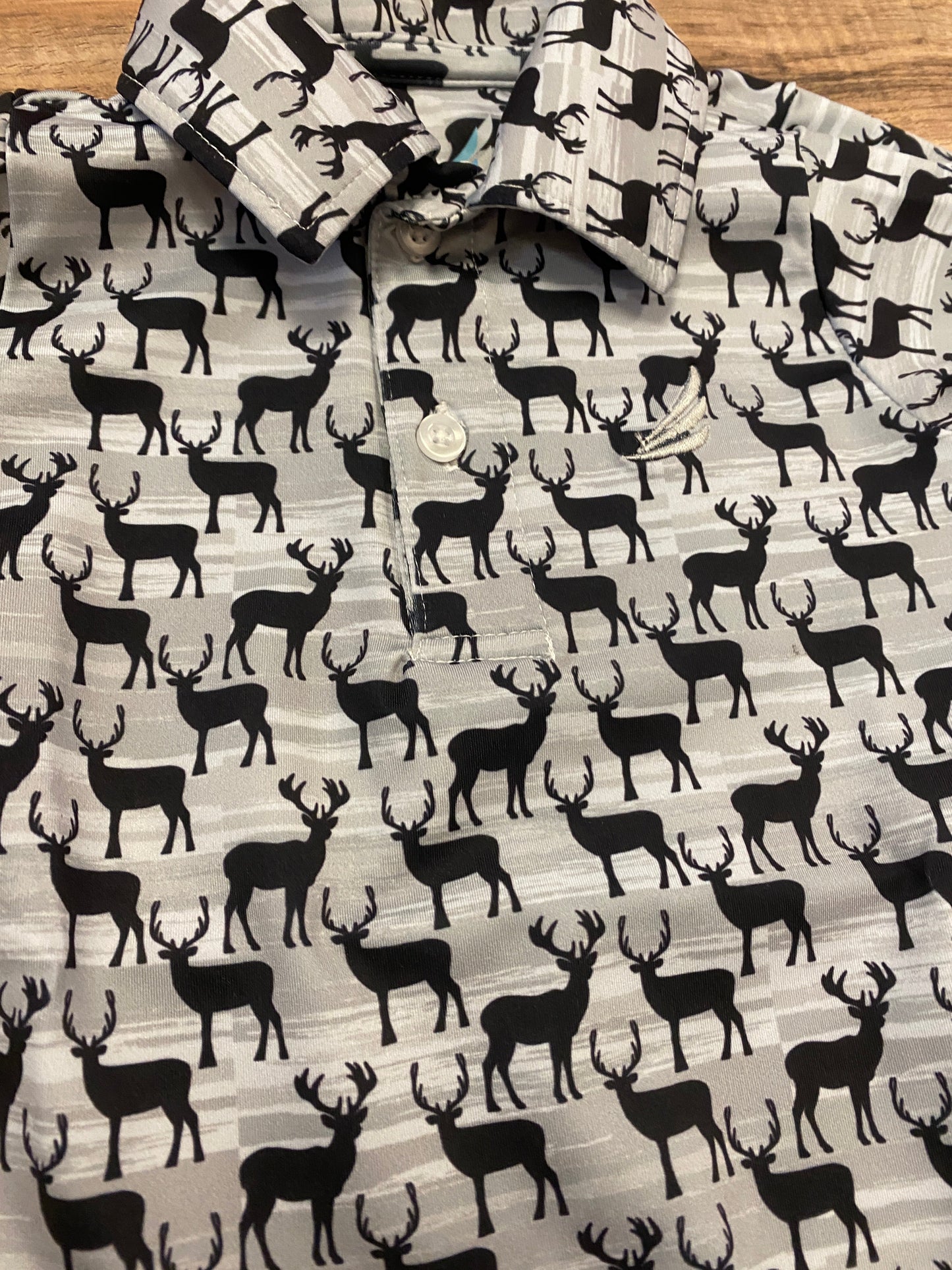 Performance Deer Print Baby Romper β Long Sleeve Collared One-Piece
