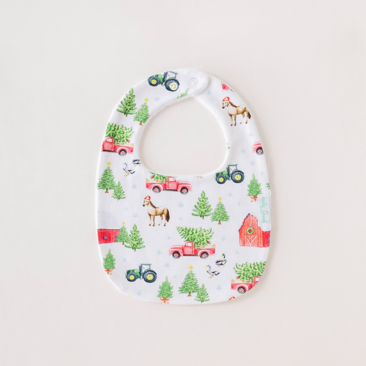 Christmas Tree Farm Organic Cotton Christmas Baby Bib-Rogue Magnolia Custom Designs