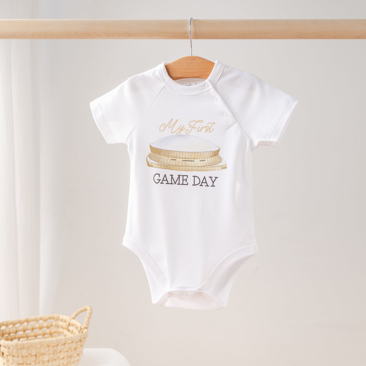 My First Game Day - Saints Organic Cotton Onesie-Rogue Magnolia Custom Designs