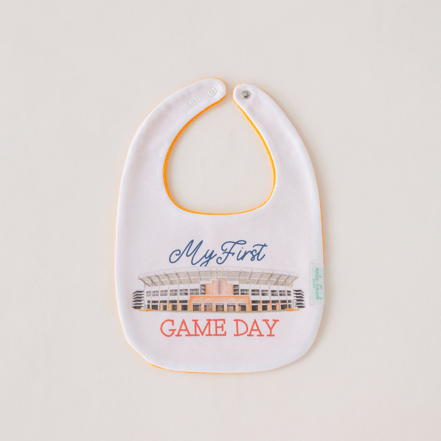 My First Game Day - Auburn Organic Cotton Baby Bib-Rogue Magnolia Custom Designs
