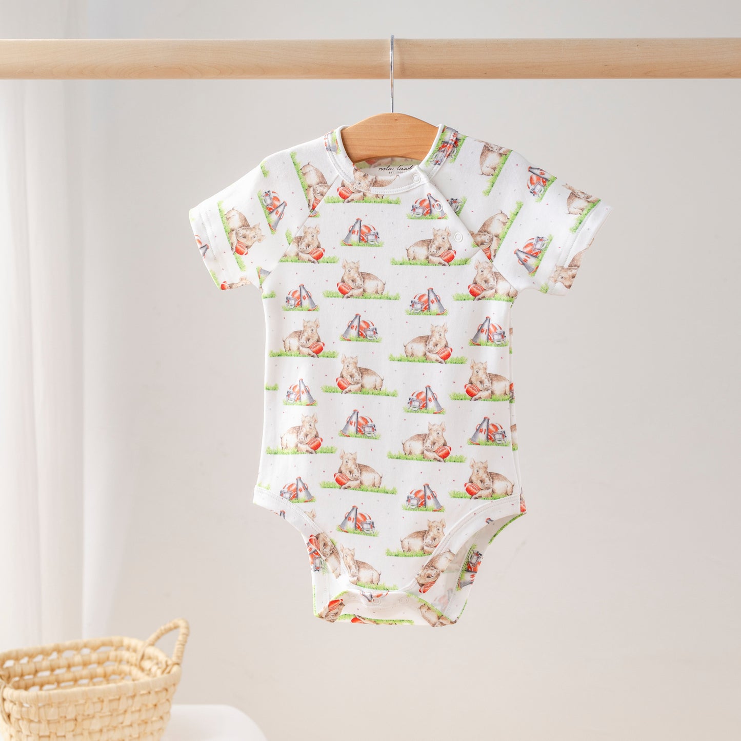 Mascot Mania in Arkansas Organic Cotton Onesie-Rogue Magnolia Custom Designs