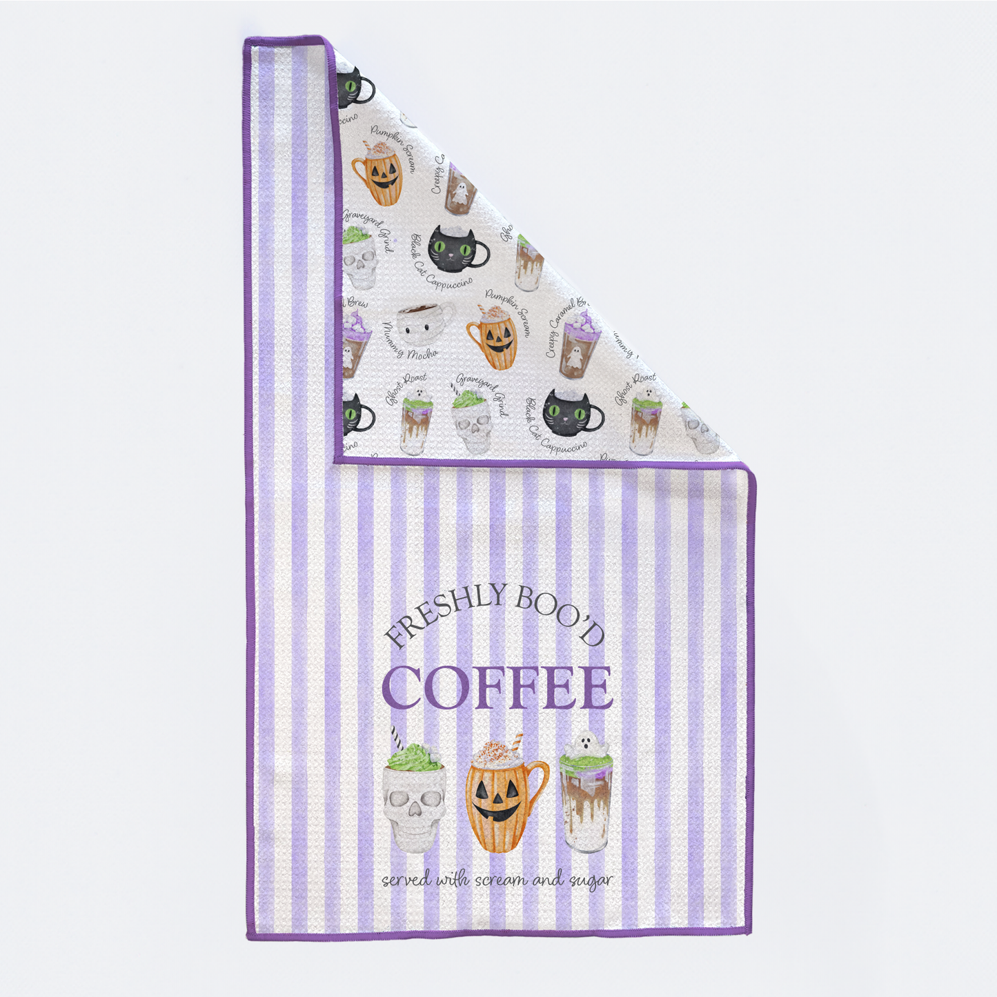 Freshly Boo'd Coffee Halloween Kitchen Towel-Rogue Magnolia Custom Designs