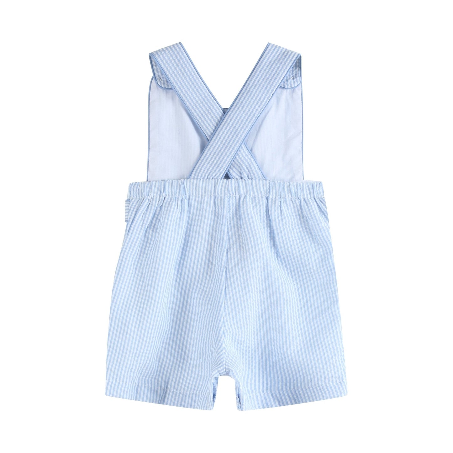 Blue Seersucker Easter Bunny Shortalls