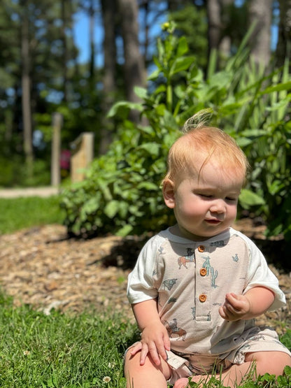 Flinn Cowboy Henley Romper
