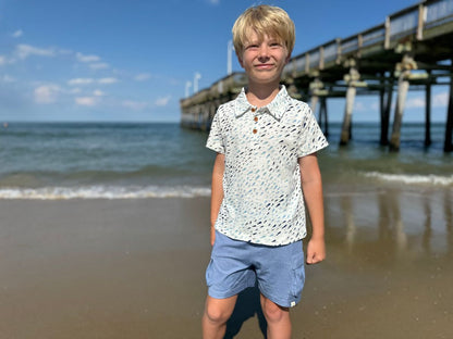 STARBOARD Printed Polo-Blue Fish