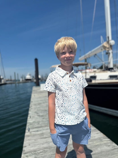 STARBOARD Printed Polo-Blue Fish