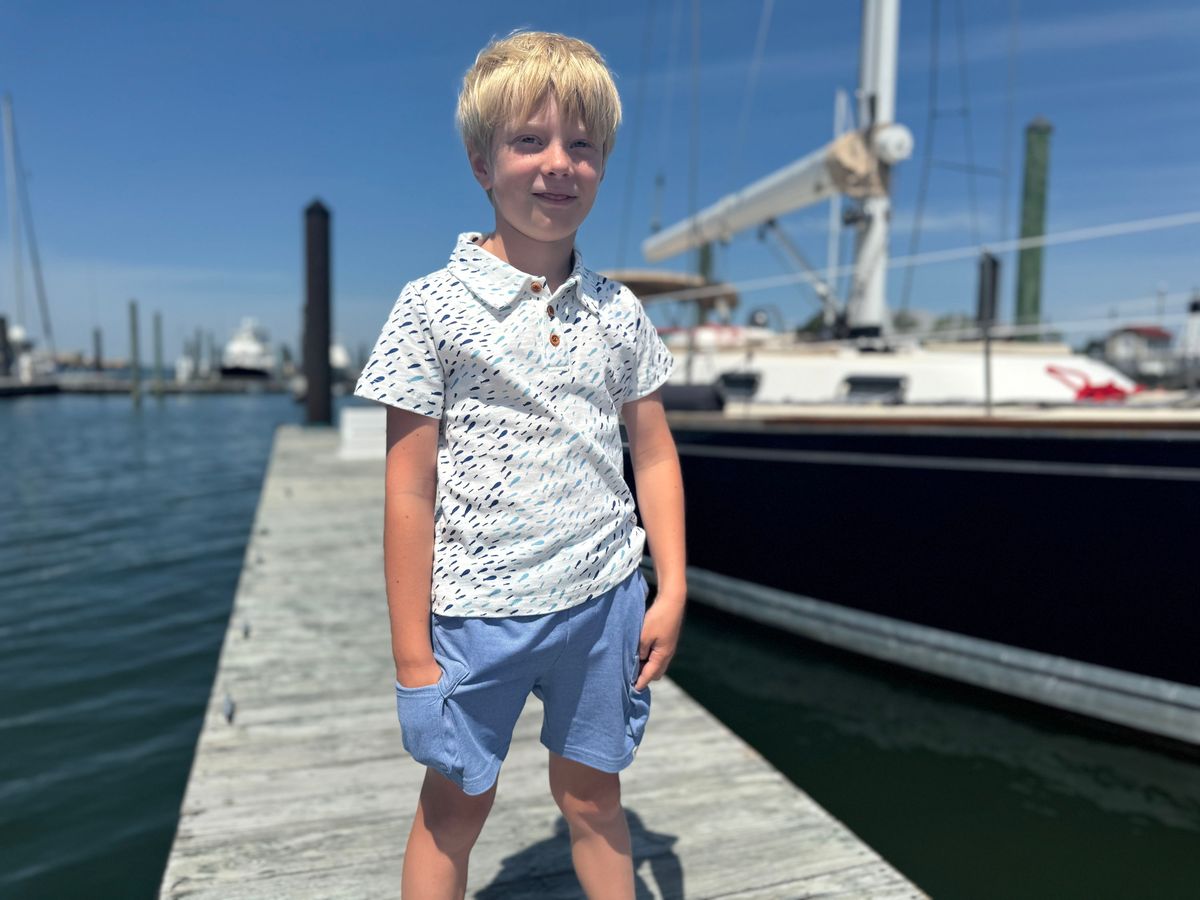 STARBOARD Printed Polo-Blue Fish