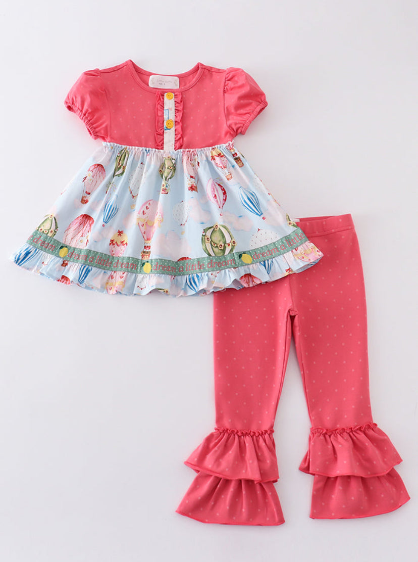 Platinum Hot Air Balloon Pant Set – Boutique Girls Ruffle Outfit