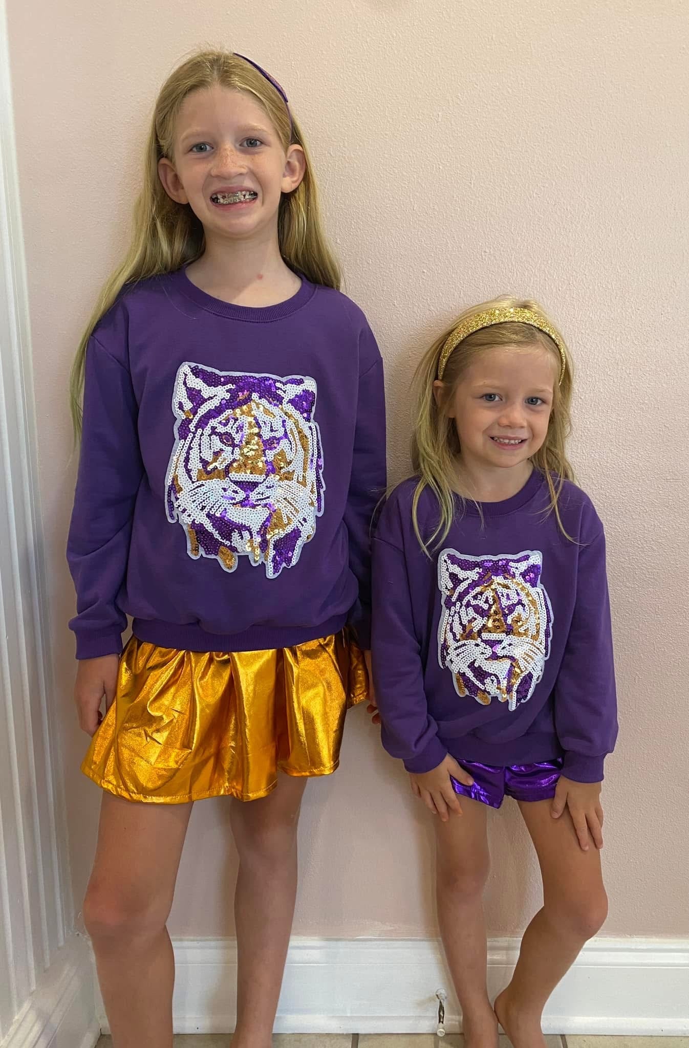 LSU tiger sequin mom & me collection SWEATSHIRT