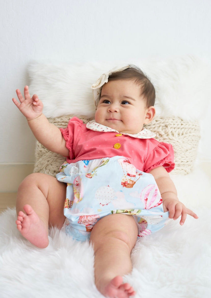 Platinum Hot Air Balloon Bubble – Baby Girl Puff Sleeve Romper