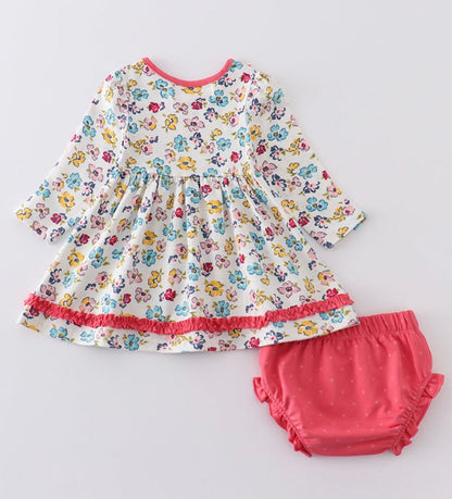 Platinum Floral Dress/Bloomer Set – Baby Girl Outfit