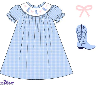 Boogie Dress– Smocked Cowgirl Boot Dress