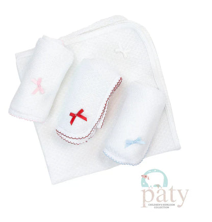 Paty Knit Receiving/Swaddle Blanket BLUE