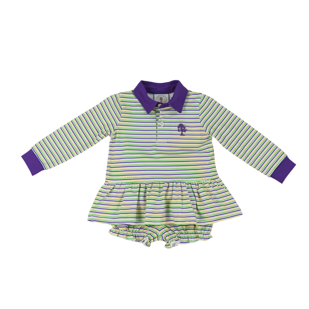 Throw Me Something Mister! Mardi Gras Striped Bubble Short Set