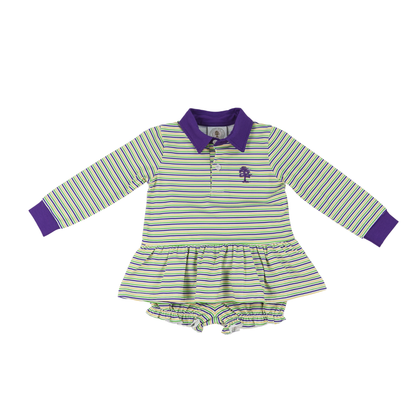 Throw Me Something Mister! Mardi Gras Striped Bubble Short Set