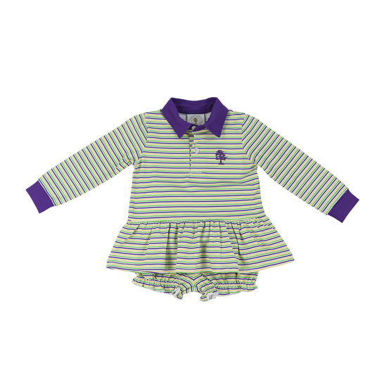 Throw Me Something Mister! Mardi Gras Striped Bubble Short Set