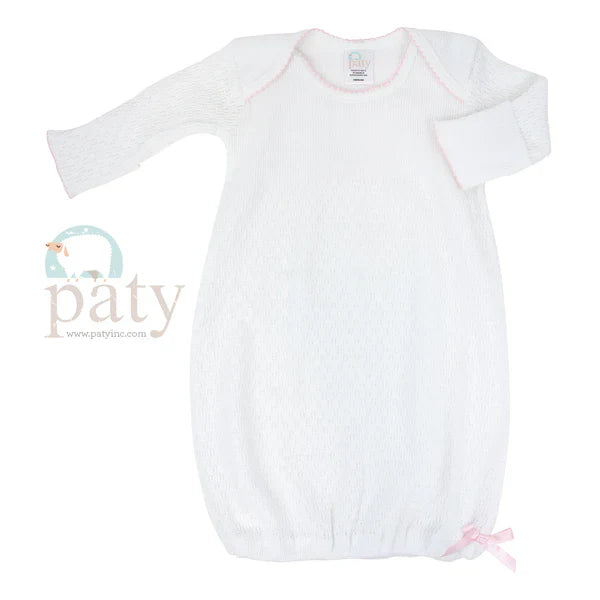 Paty Preemie White Placket Gown-Girl Colors