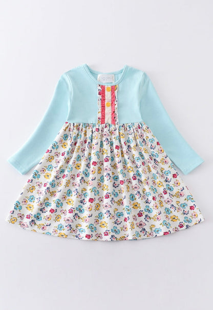 Platinum Mint Floral Dress – Girls Boutique Outfit