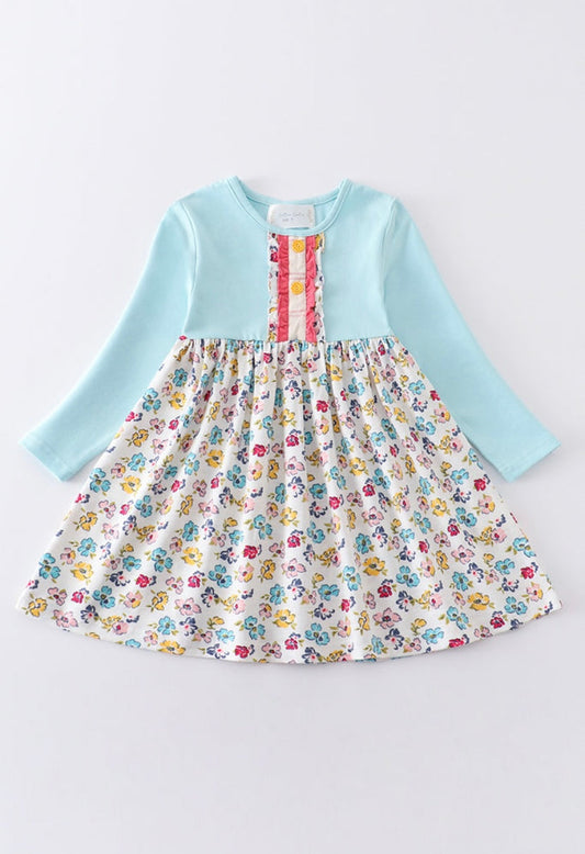 Platinum Mint Floral Dress – Girls Boutique Outfit
