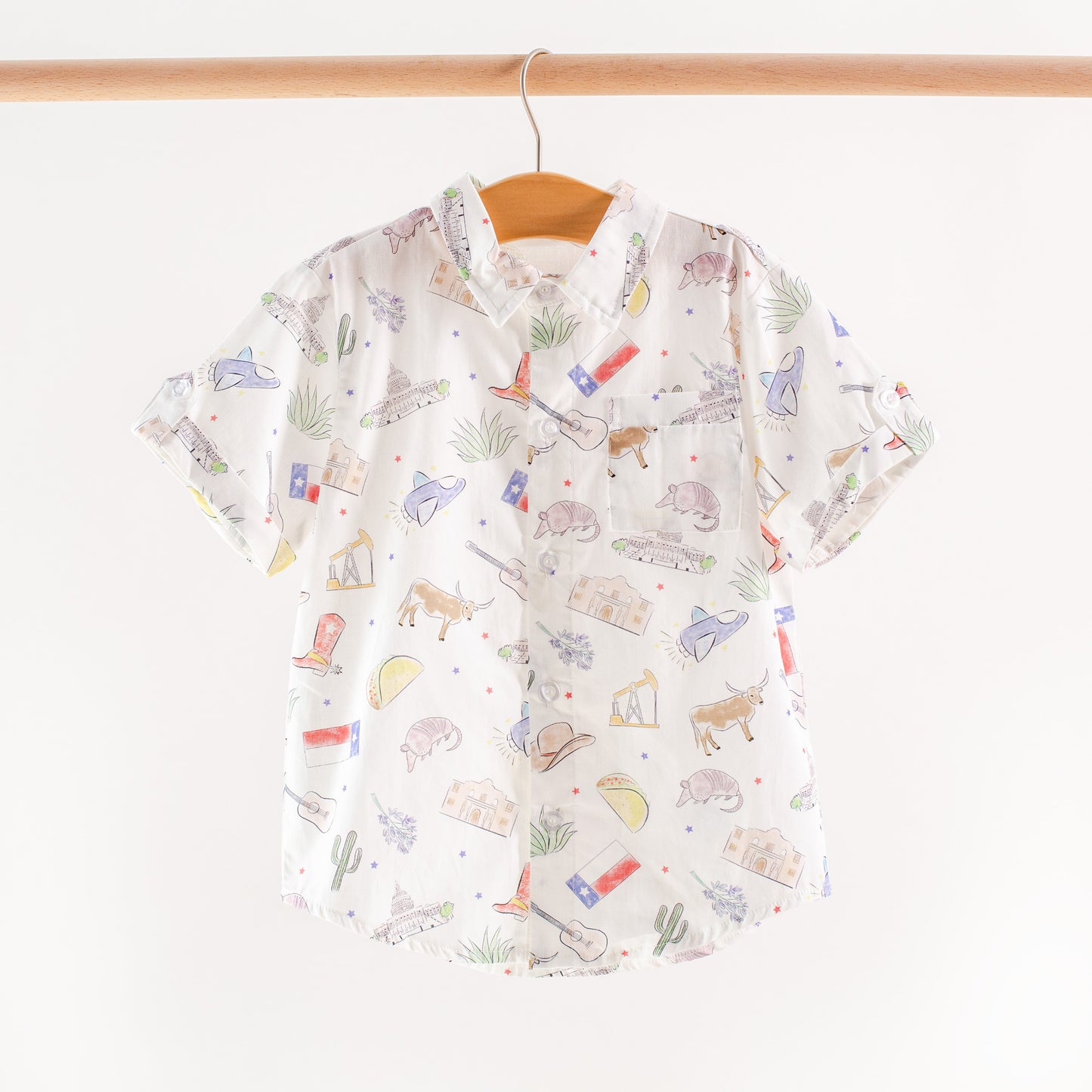 Texas Kids Short Sleeve Collared Shirt-Rogue Magnolia Custom Designs