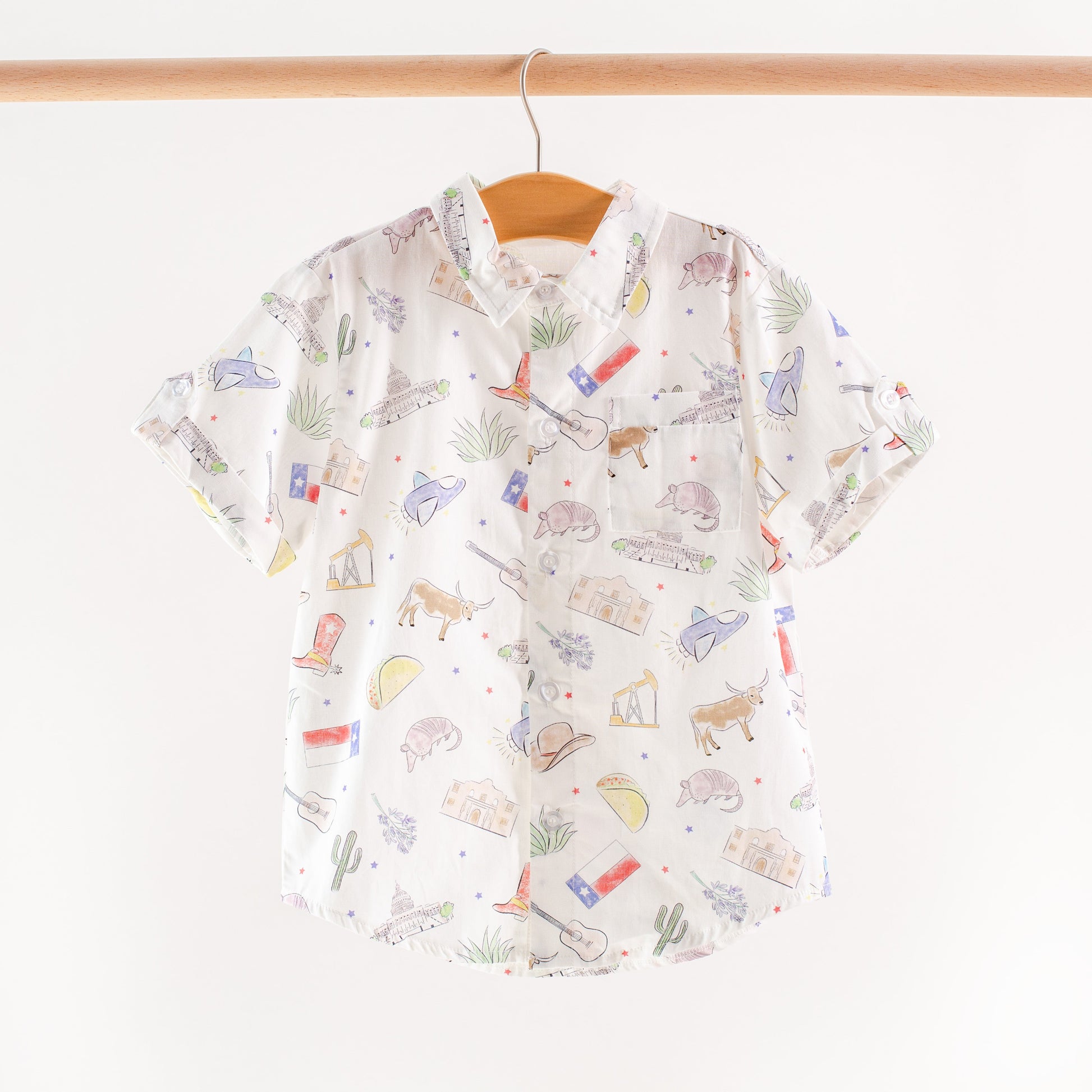 Texas Kids Short Sleeve Collared Shirt-Rogue Magnolia Custom Designs