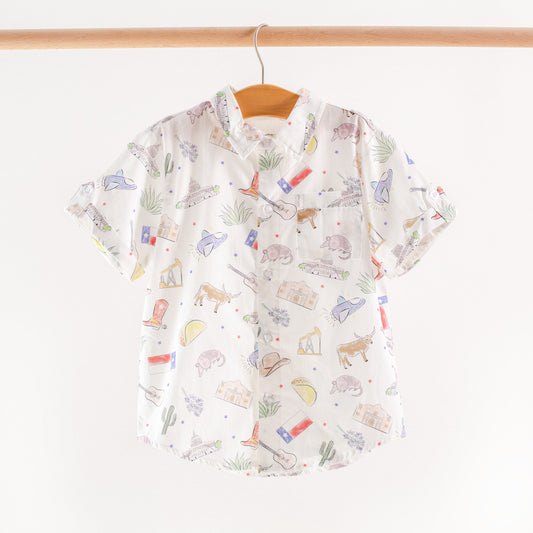 Texas Kids Short Sleeve Collared Shirt-Rogue Magnolia Custom Designs