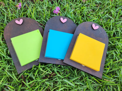 Personalized Wooden Post-it® Holder – Custom Heart Detail-Rogue Magnolia Custom Designs