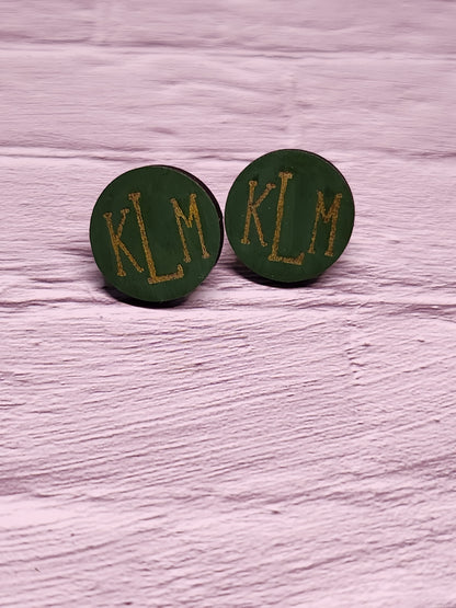 Custom Monogrammed Stud Earrings-Rogue Magnolia Custom Designs