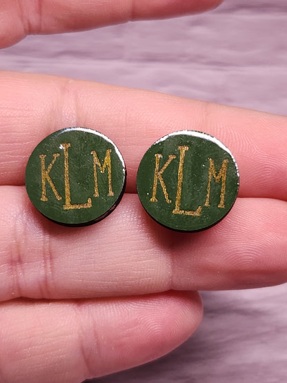 Custom Monogrammed Stud Earrings-Rogue Magnolia Custom Designs
