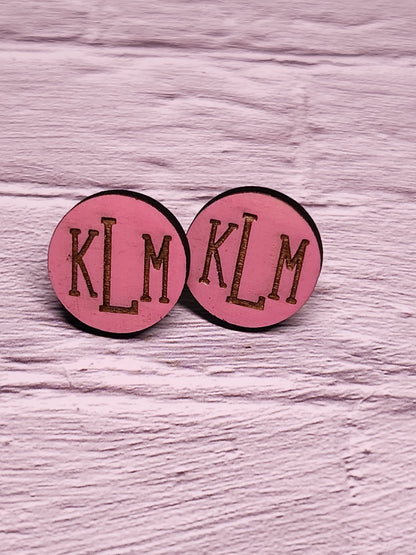 Custom Monogrammed Stud Earrings-Rogue Magnolia Custom Designs