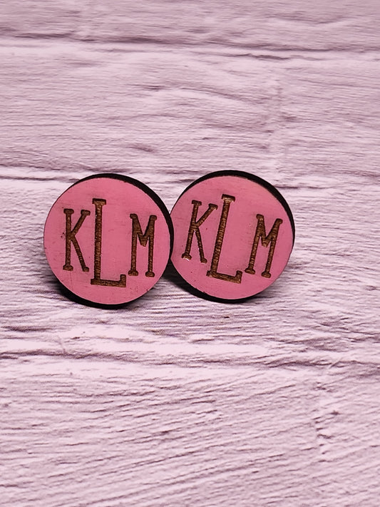 Custom Monogrammed Stud Earrings-Rogue Magnolia Custom Designs