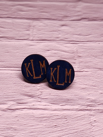 Custom Monogrammed Stud Earrings-Rogue Magnolia Custom Designs