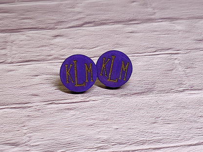 Custom Monogrammed Stud Earrings-Rogue Magnolia Custom Designs