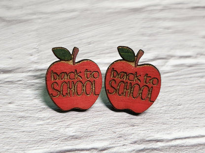 Teacher Apple Stud Earrings – Laser-cut Teacher Gift-Rogue Magnolia Custom Designs