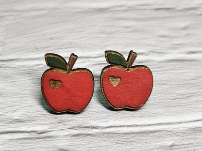 Teacher Apple Stud Earrings – Laser-cut Teacher Gift-Rogue Magnolia Custom Designs