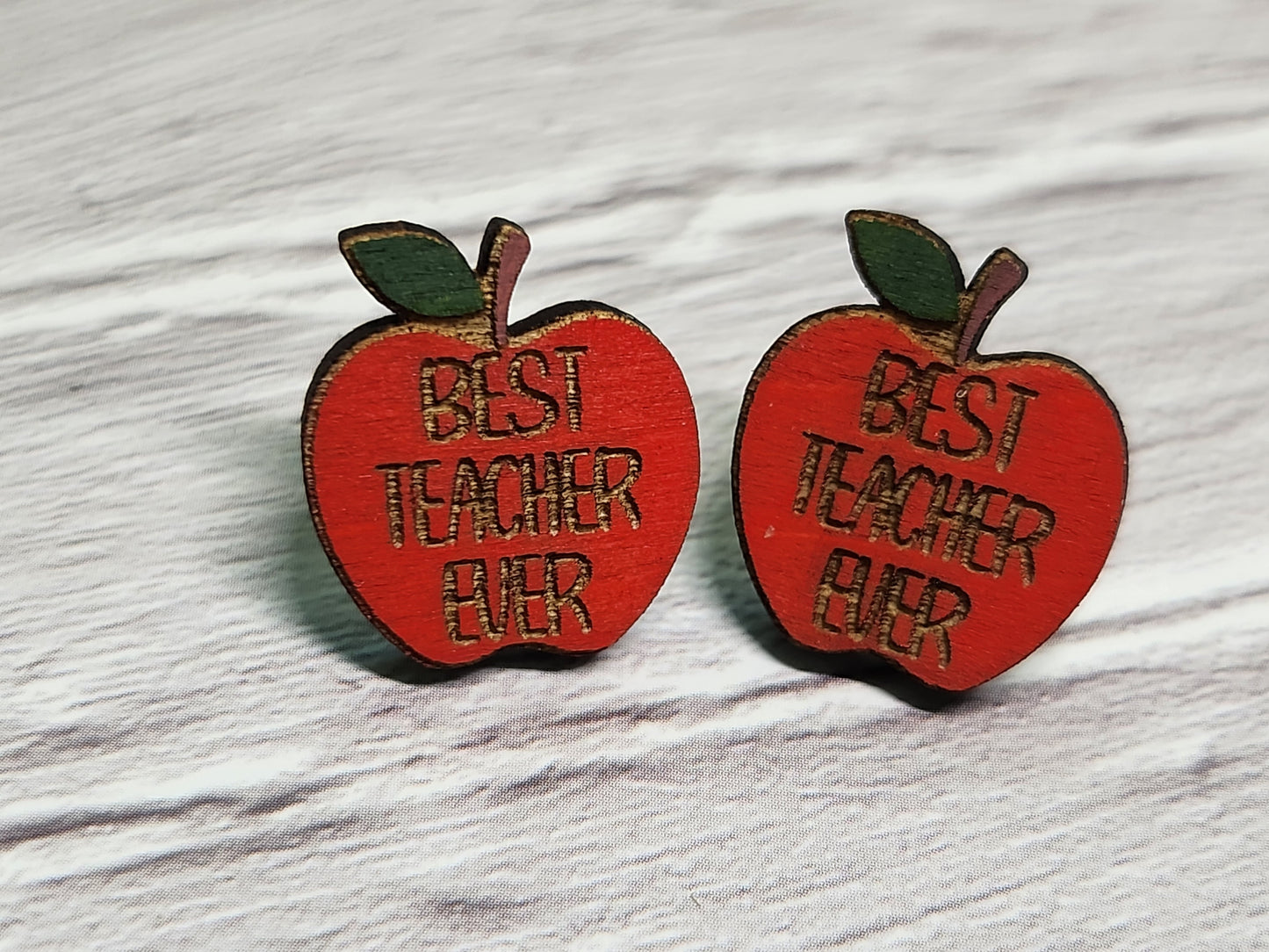 Teacher Apple Stud Earrings – Laser-cut Teacher Gift-Rogue Magnolia Custom Designs