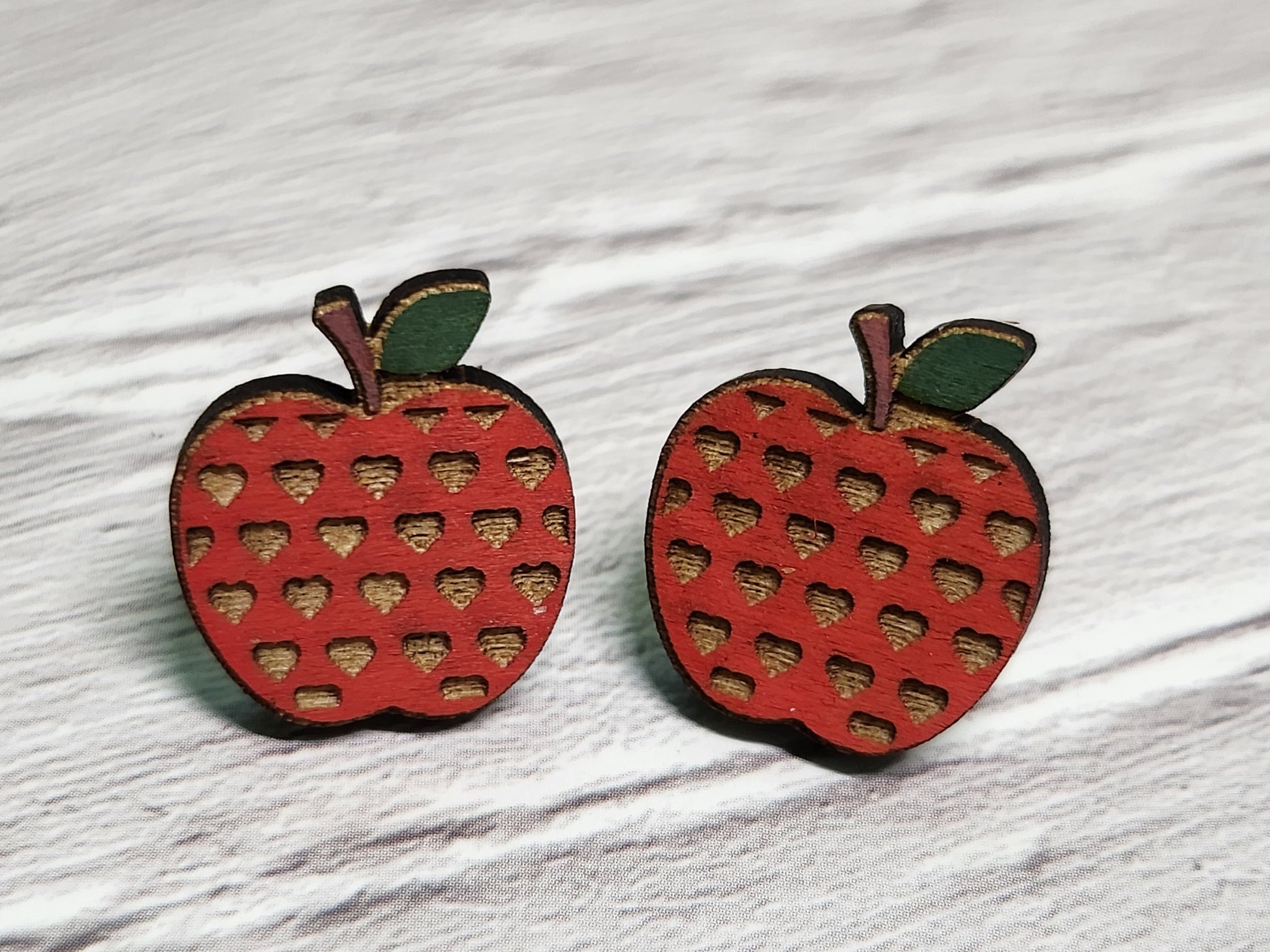 Teacher Apple Stud Earrings – Laser-cut Teacher Gift-Rogue Magnolia Custom Designs
