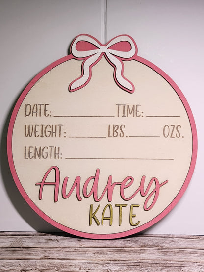 Custom Baby Sign Set – Name, Footprint, & Birth Stats-Rogue Magnolia Custom Designs